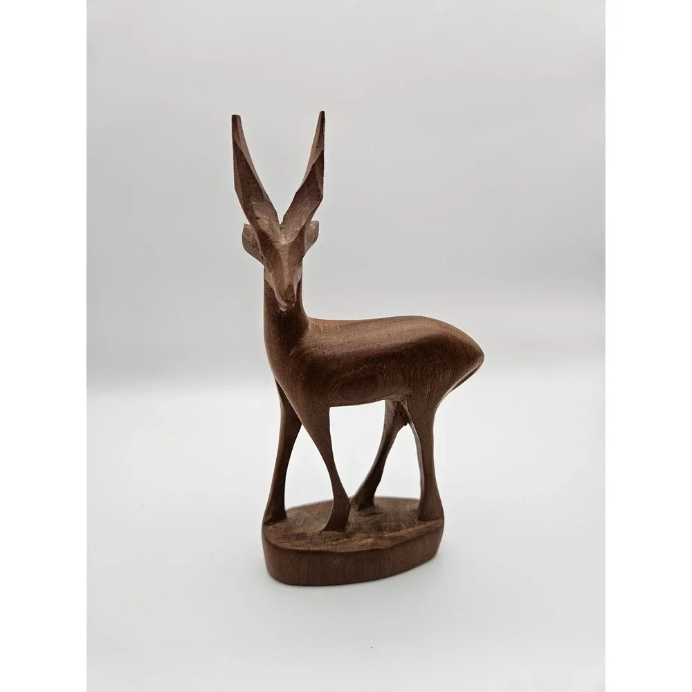 Vintage Handcarved Wooden Gazelle Figurine 6